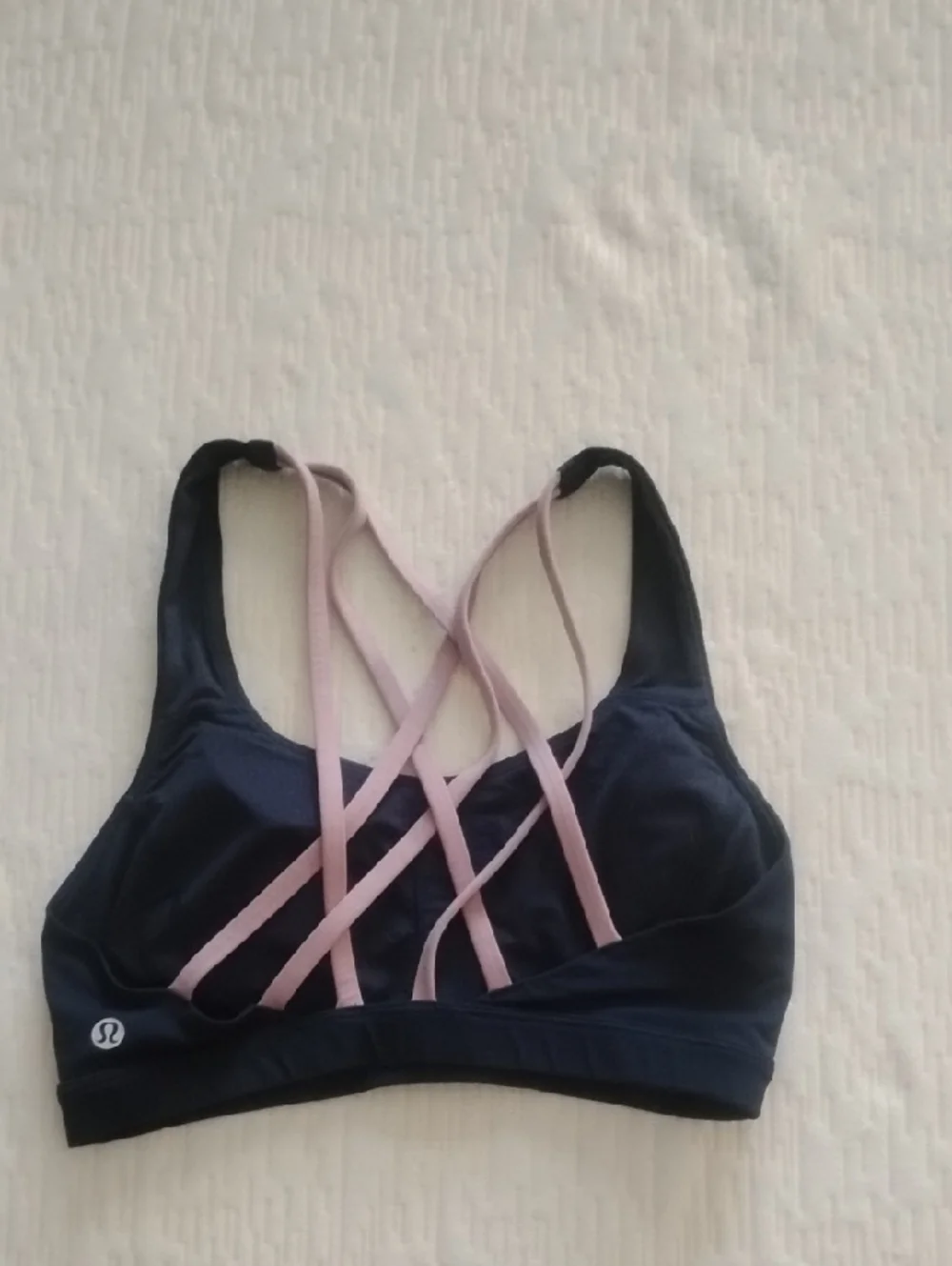 lululemon athletica Navy Sports Bra with Pink Strappy Back